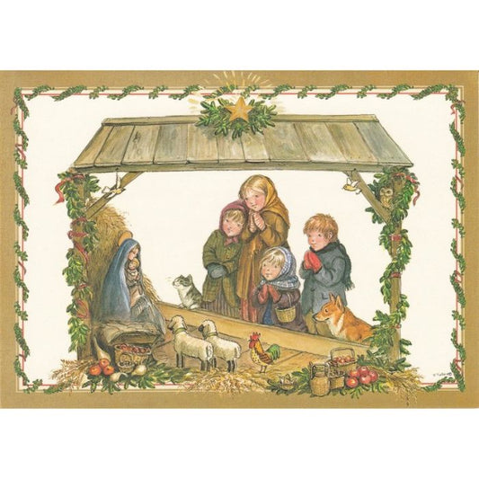 Caspari Rare Single Card: Away in a Manger