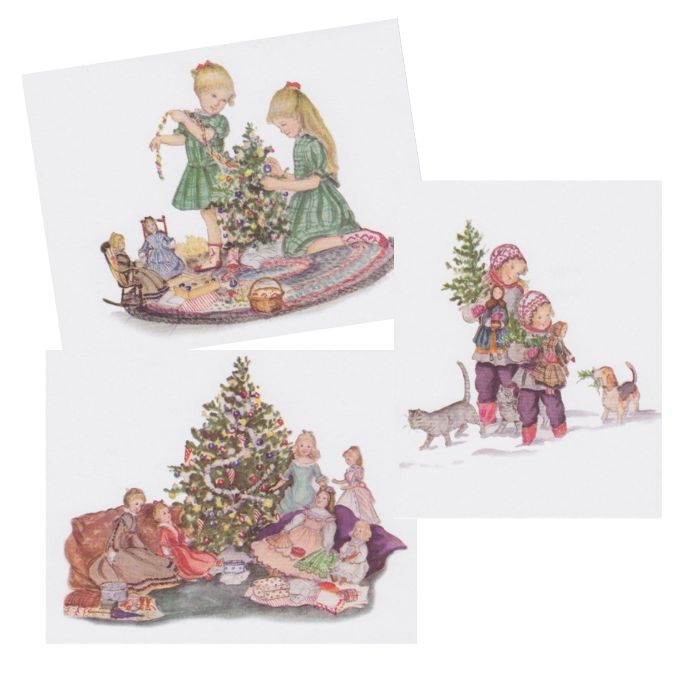 Dolls' Christmas Cards Set