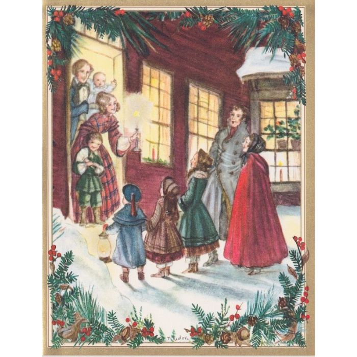 Caspari Single Rare Card: Here We Come A'Caroling