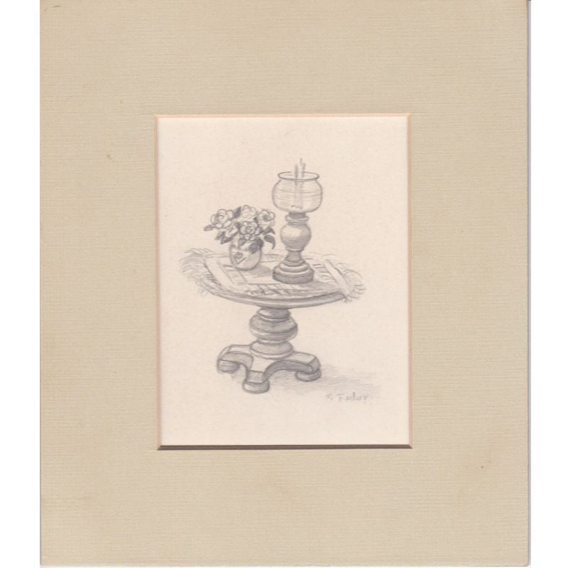 Original Pencil Drawing Doll Table