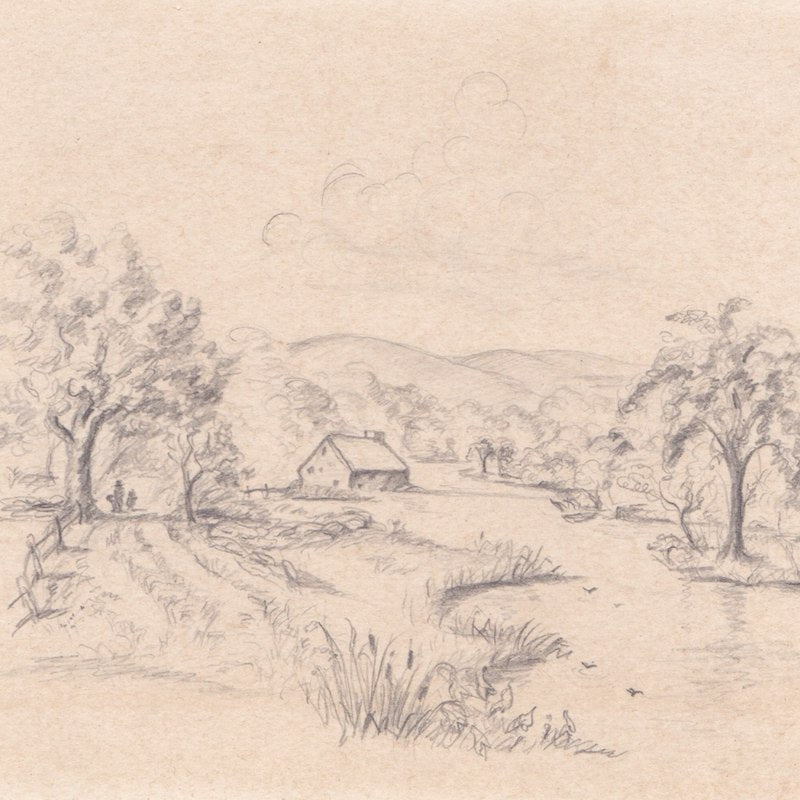 Original Pencil Landscape Child's Garden of Verses