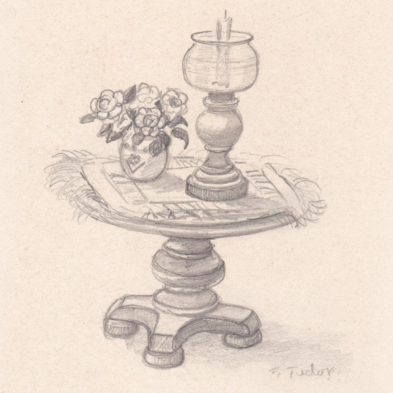 Original Pencil Drawing Doll Table