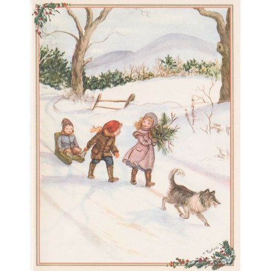 Caspari Single Rare Card: Sleigh Ride