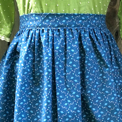 Tasha Tudor-Style Half-Apron - Blue Petal