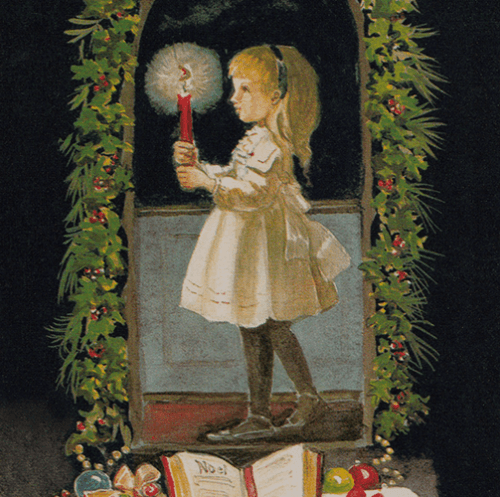 Caspari Single Rare Card: Girl with Candle